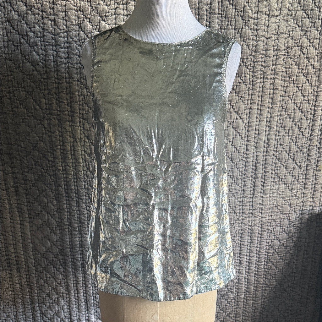 Versace Collection Shimmering Silver Sleeveless Blouse